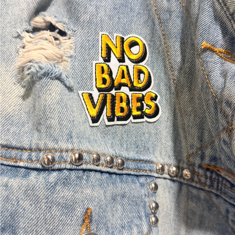 POL Denim Jean Jacket Light Blue with Pink Rockstar Graphic - Picture 11 of 13